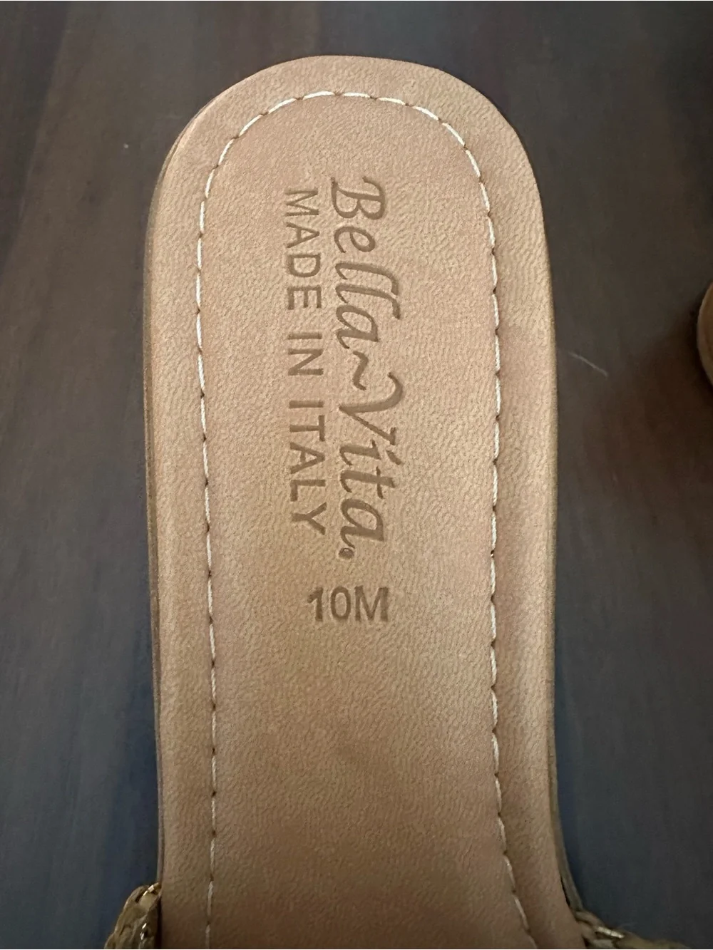 Bella Vita Woven Mule Sandals in Natural Tan & Gold